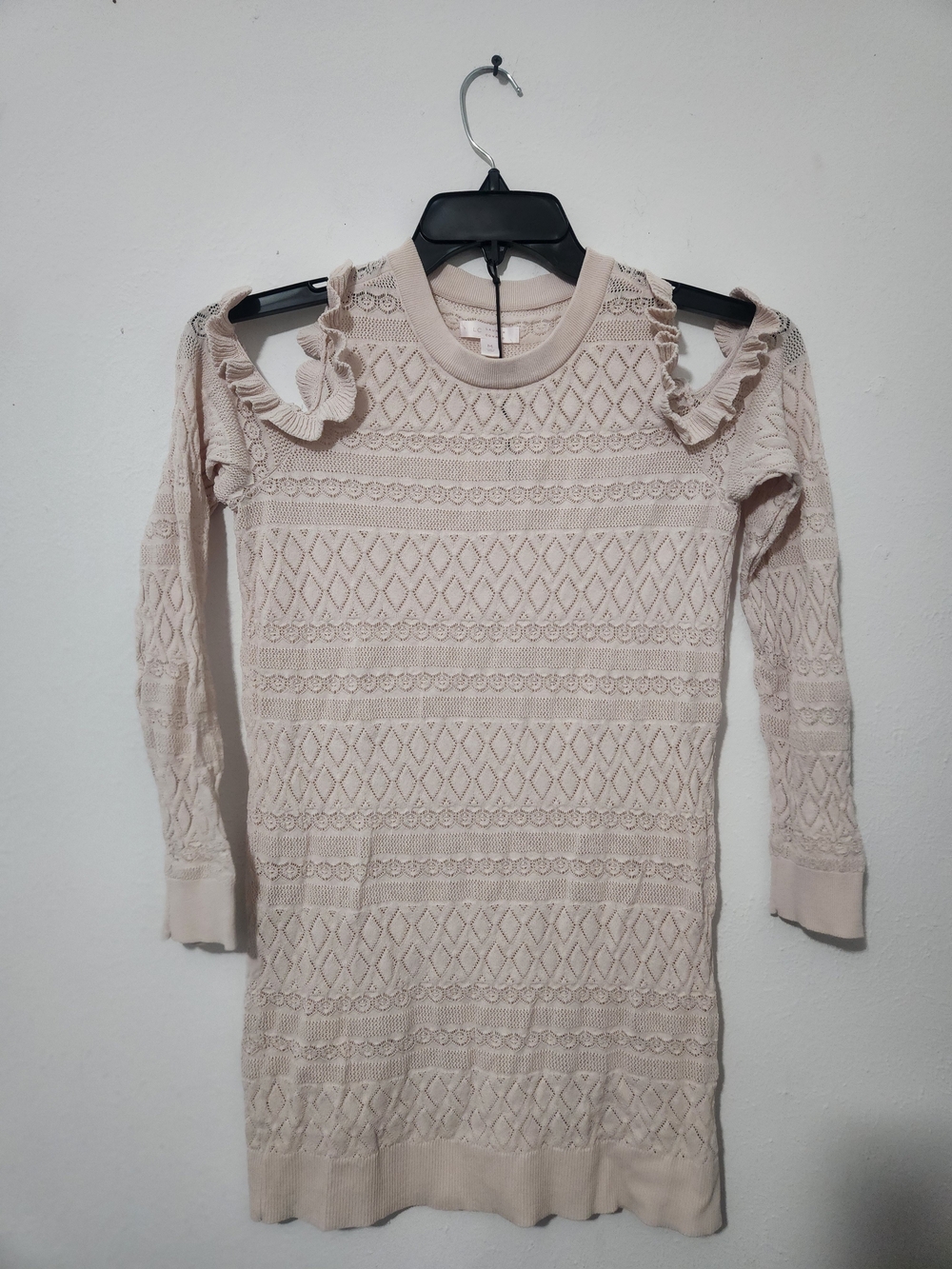 LC Lauren Conrad Light Beige Openwork Knit Sweater